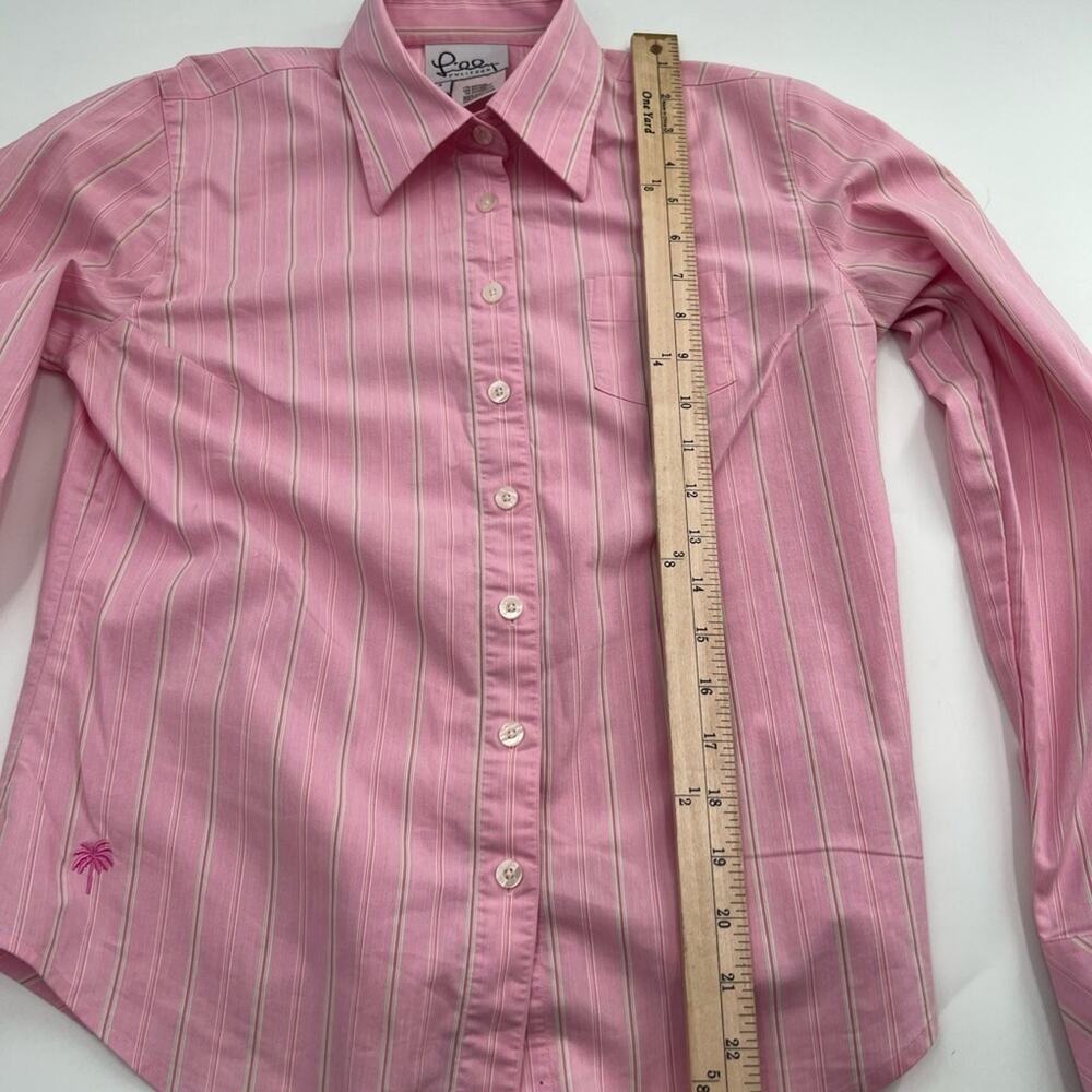 LILLY PULITZER Pink Striped Fitted Shirt Has Stretch Woman's Size 4 - Picture 5 of 15